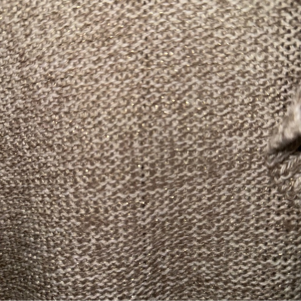 Covington Women's XL Open Front Ruffle Cardigan Oatmeal Beige Metallic Knit - Picture 4 of 15